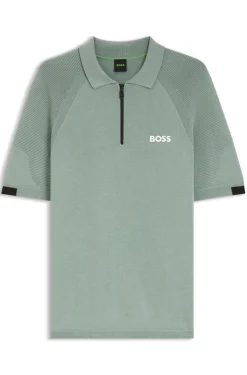 Strick-Poloshirt mit Reißverschluss am Kragen und Body-Mapping-Design