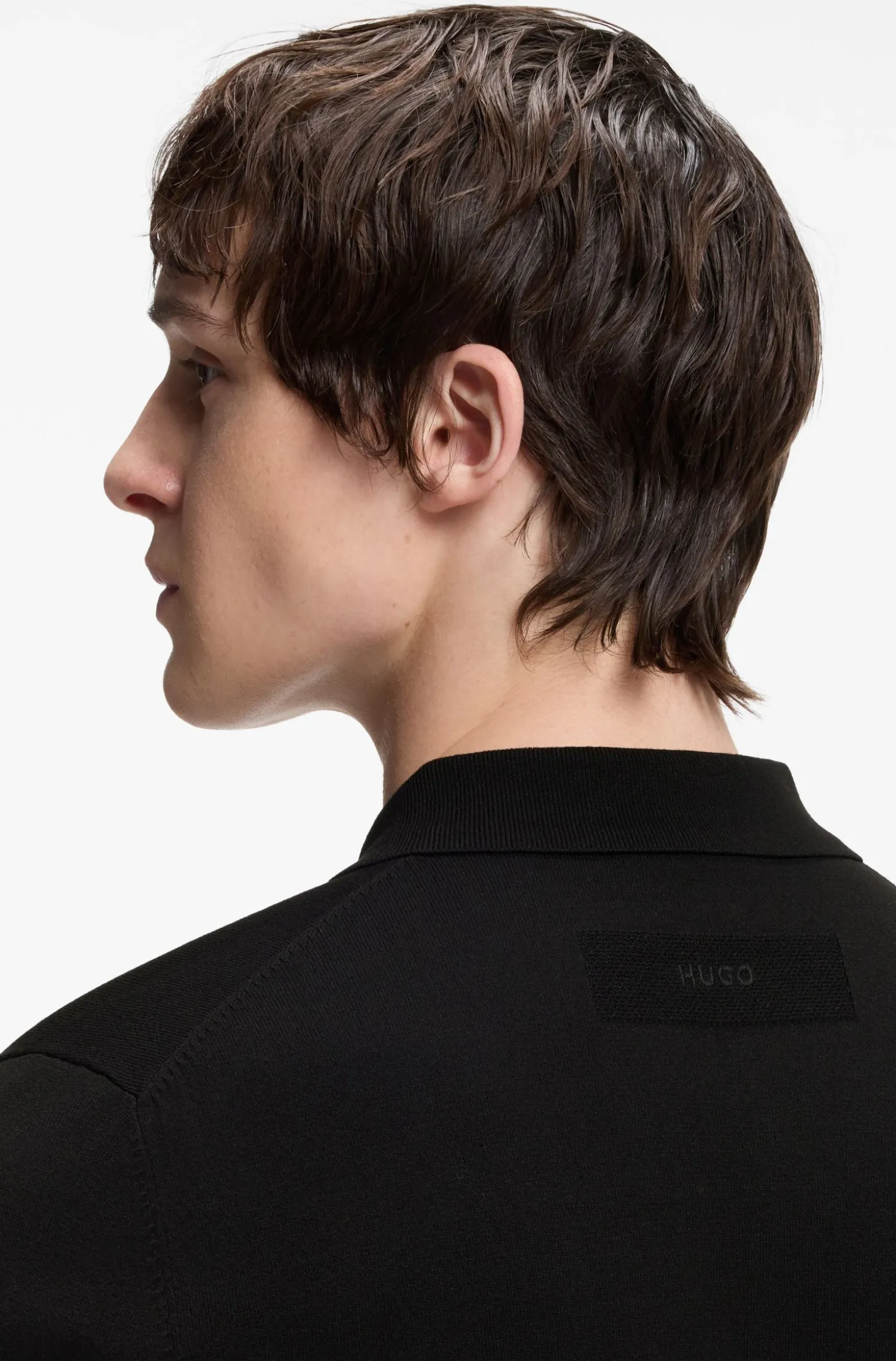 Strick-Poloshirt mit verdeckter Knopfleiste