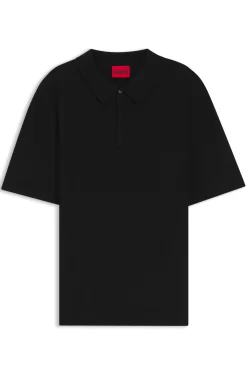 Strick-Poloshirt mit verdeckter Knopfleiste