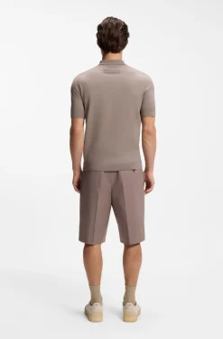 Strick-Poloshirt mit verdeckter Knopfleiste
