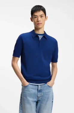 Strick-Poloshirt mit verdeckter Knopfleiste