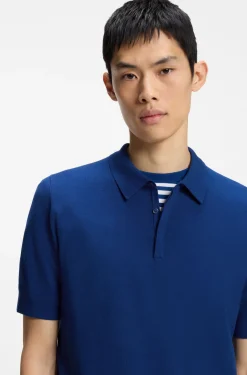 Strick-Poloshirt mit verdeckter Knopfleiste