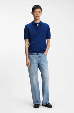 Strick-Poloshirt mit verdeckter Knopfleiste