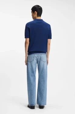 Strick-Poloshirt mit verdeckter Knopfleiste