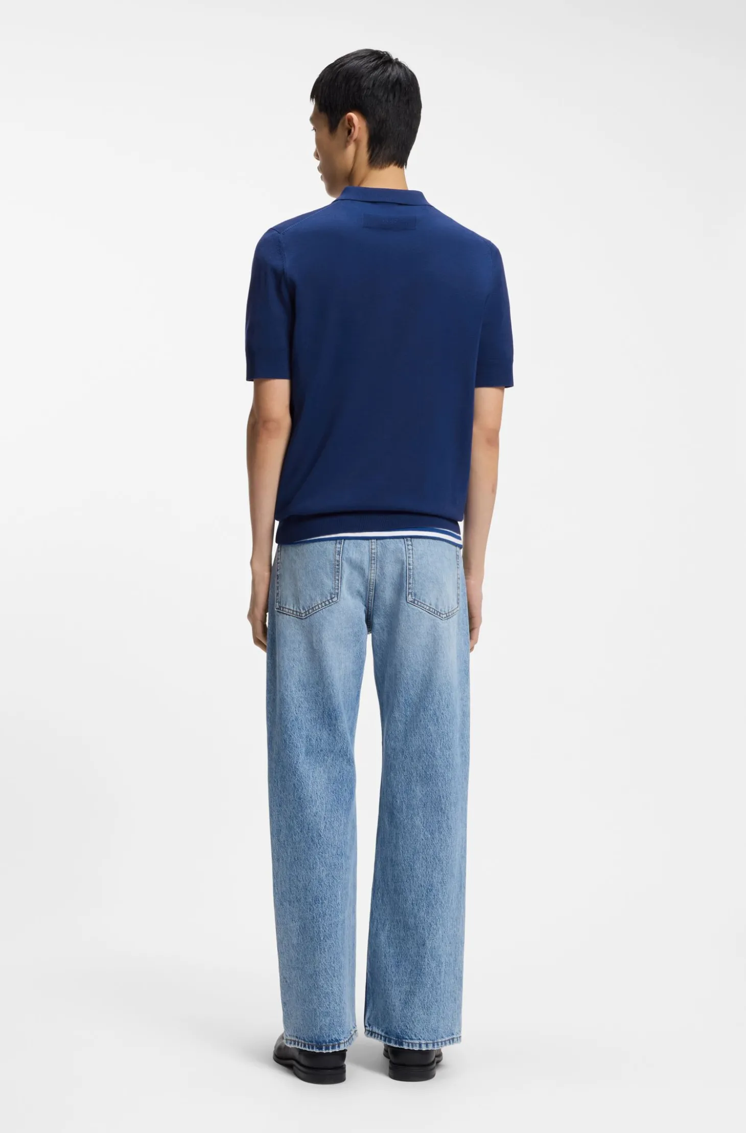 Strick-Poloshirt mit verdeckter Knopfleiste