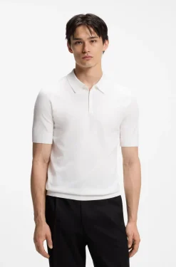 Strick-Poloshirt mit verdeckter Knopfleiste