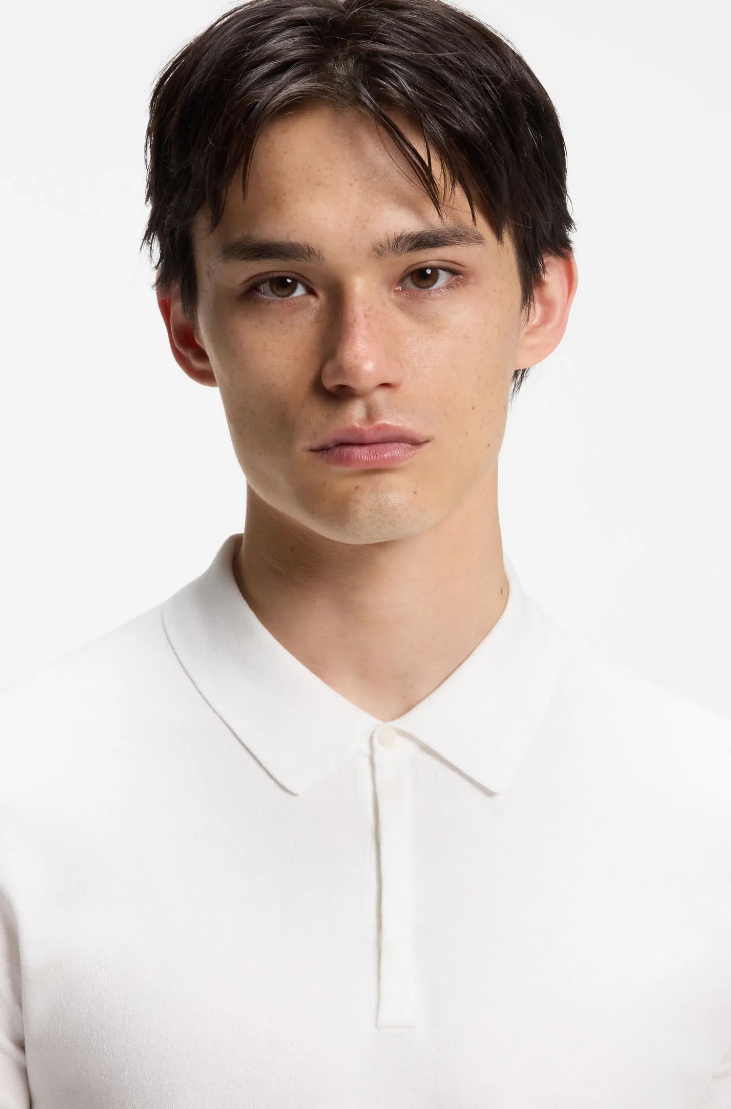 Strick-Poloshirt mit verdeckter Knopfleiste