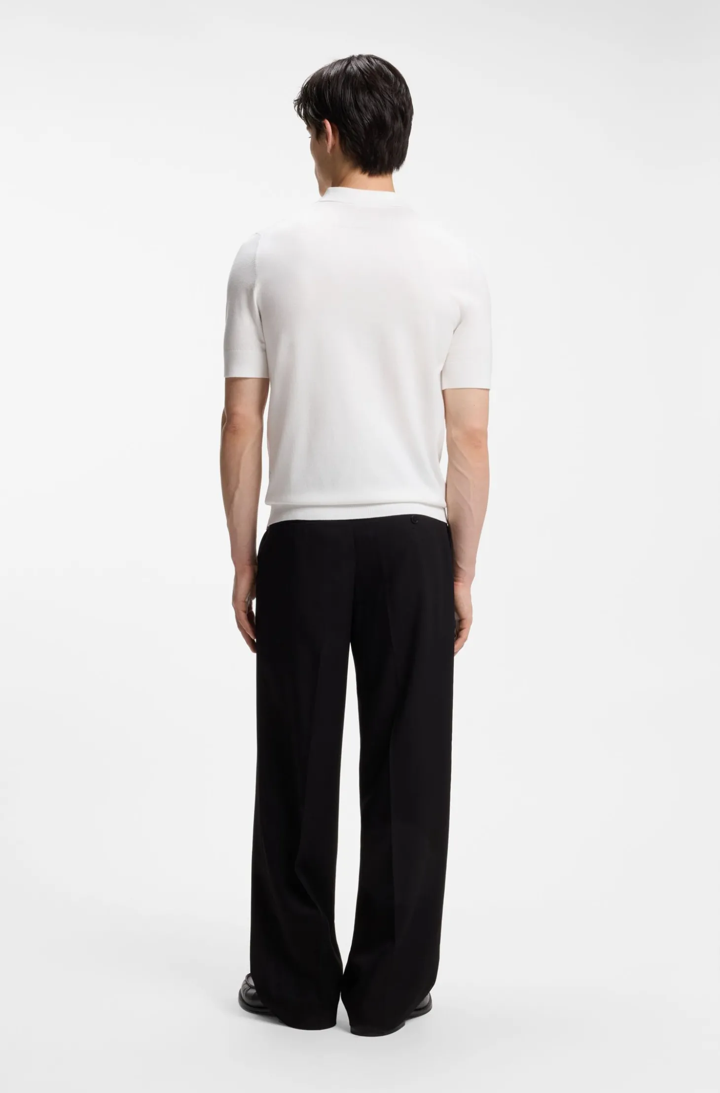 Strick-Poloshirt mit verdeckter Knopfleiste