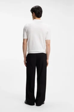 Strick-Poloshirt mit verdeckter Knopfleiste