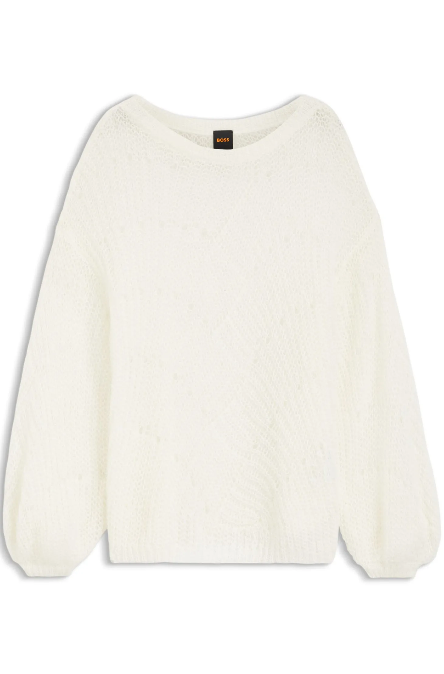 Strickpullover aus Woll-Mix mit Lochmuster