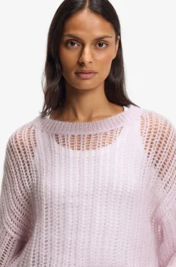 Strickpullover aus Woll-Mix mit Lochmuster