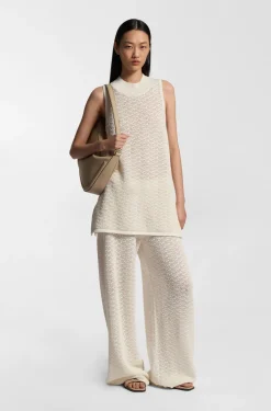 Stricktop aus Baumwolle mit feiner Spitzenstruktur