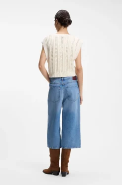 Stricktop aus Baumwoll-Mix mit offener Strickstruktur