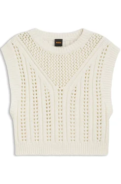 Stricktop aus Baumwoll-Mix mit offener Strickstruktur