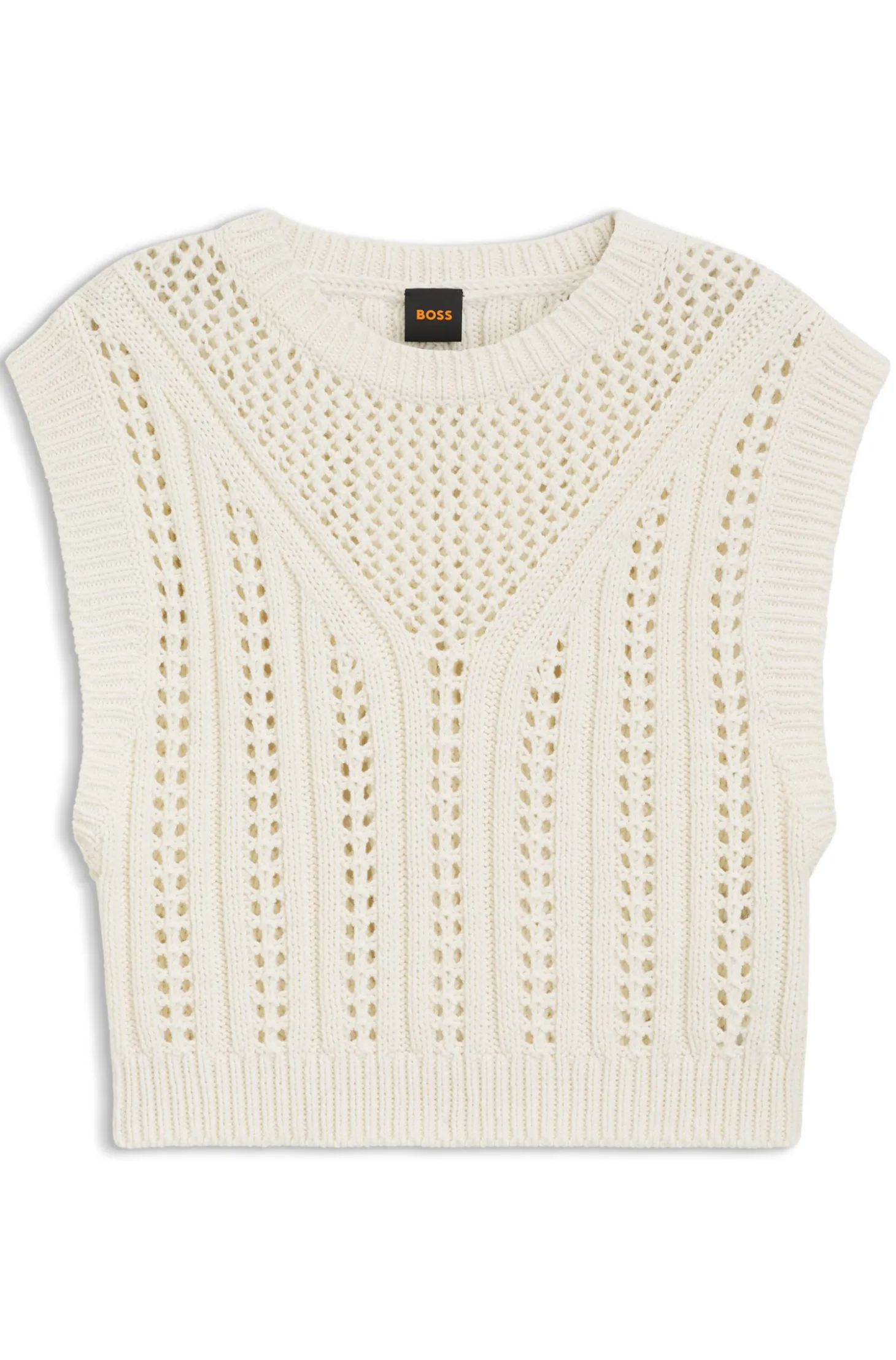 Stricktop aus Baumwoll-Mix mit offener Strickstruktur