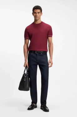 Strick-T-Shirt aus Baumwoll-Mix mit Querstreifen