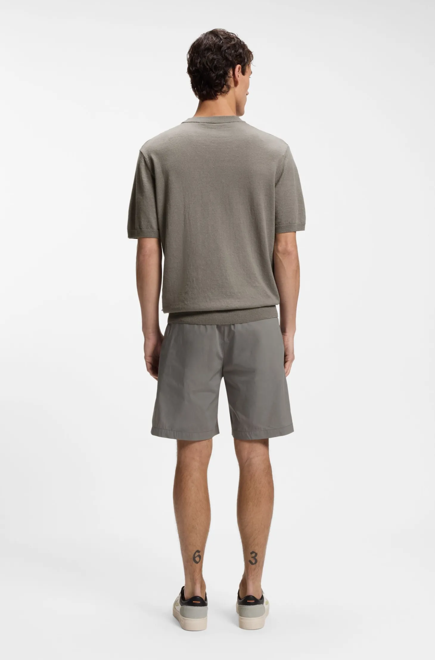 Strick-T-Shirt aus Leinen-Baumwoll-Mix