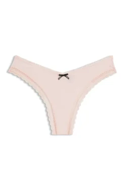 String aus elastischer Mikrofaser mit Spitzenbesatz