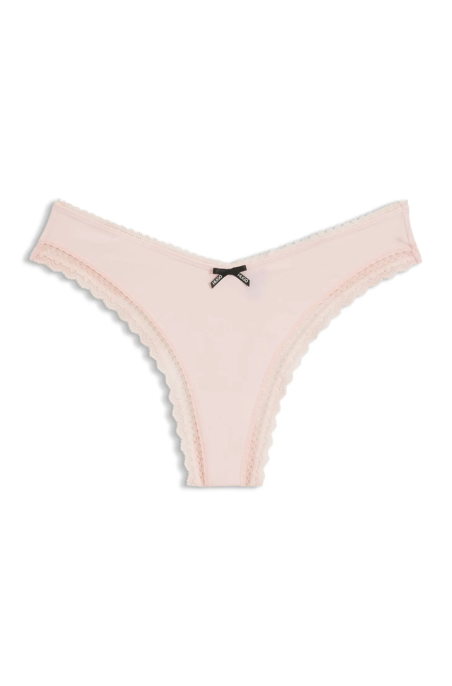 String aus elastischer Mikrofaser mit Spitzenbesatz