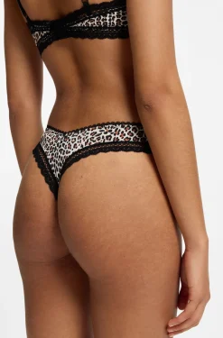 String aus elastischer Mikrofaser mit Spitzenbesatz