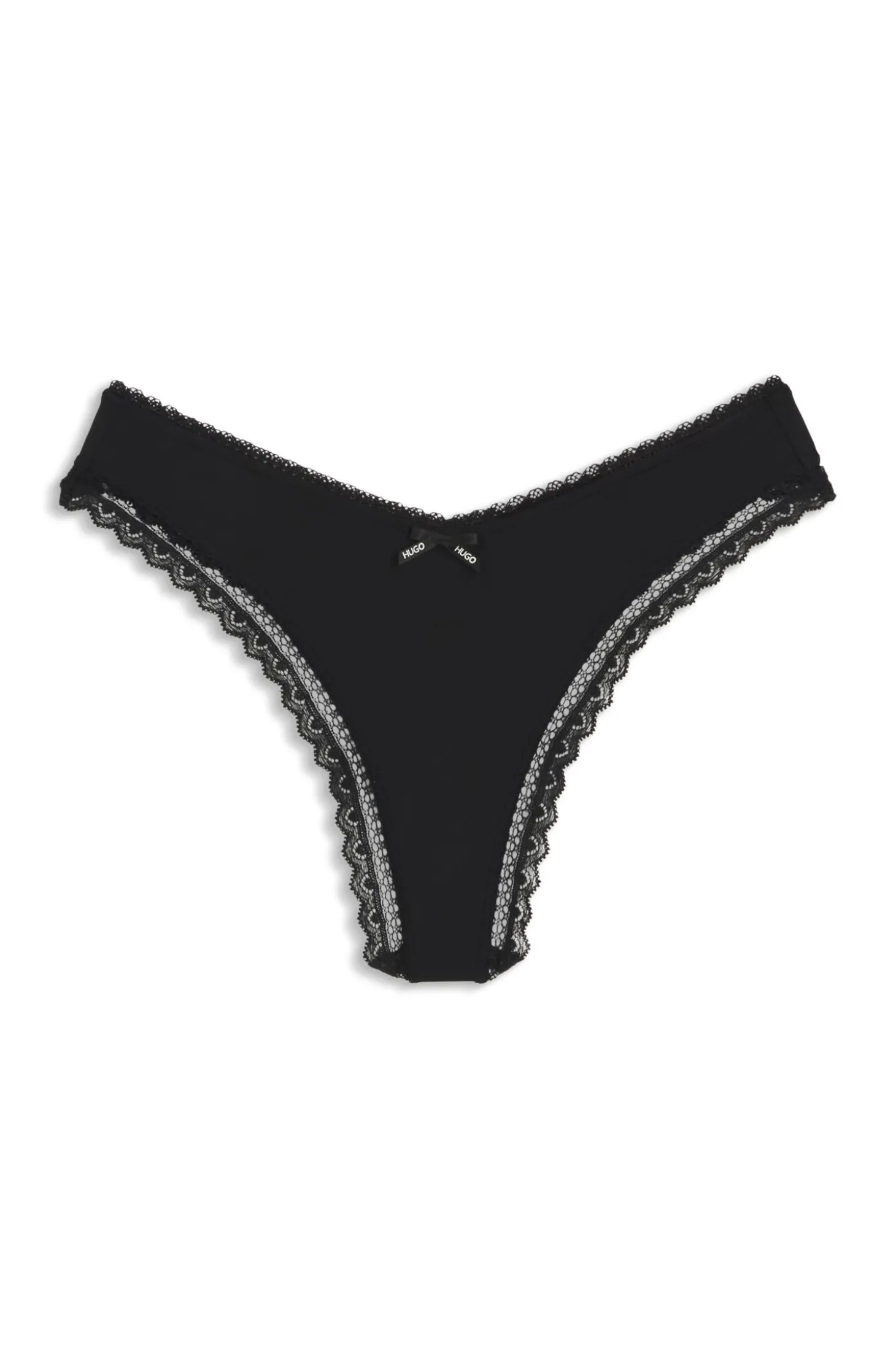 String aus elastischer Mikrofaser mit Spitzenbesatz