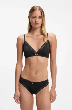 String aus elastischer Mikrofaser mit Spitzenbesatz
