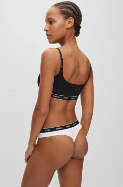 String aus Stretch-Baumwolle mit sich wiederholenden Logos am Bund