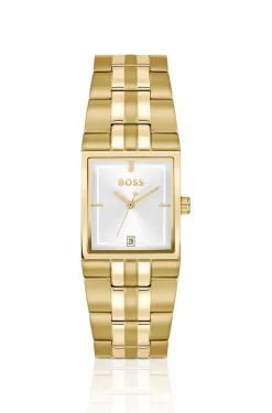 Strivo goldfarbene Uhr mit Streifen-Detail
