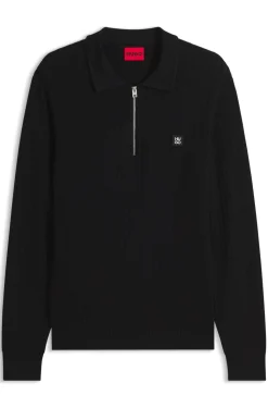 Strukturierter Polo-Pullover aus Woll-Mix