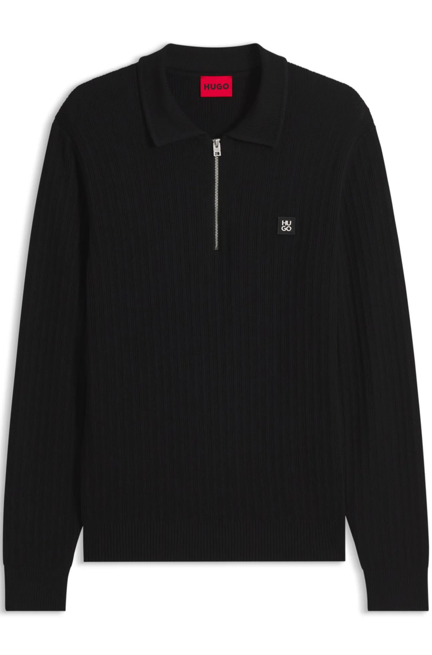 Strukturierter Polo-Pullover aus Woll-Mix