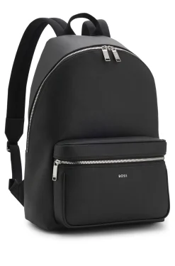 Strukturierter Rucksack mit poliertem Logo-Schriftzug
