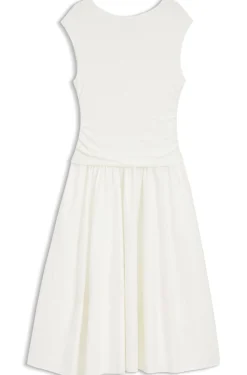 Strukturiertes Jersey-Kleid mit Popeline-Rock
