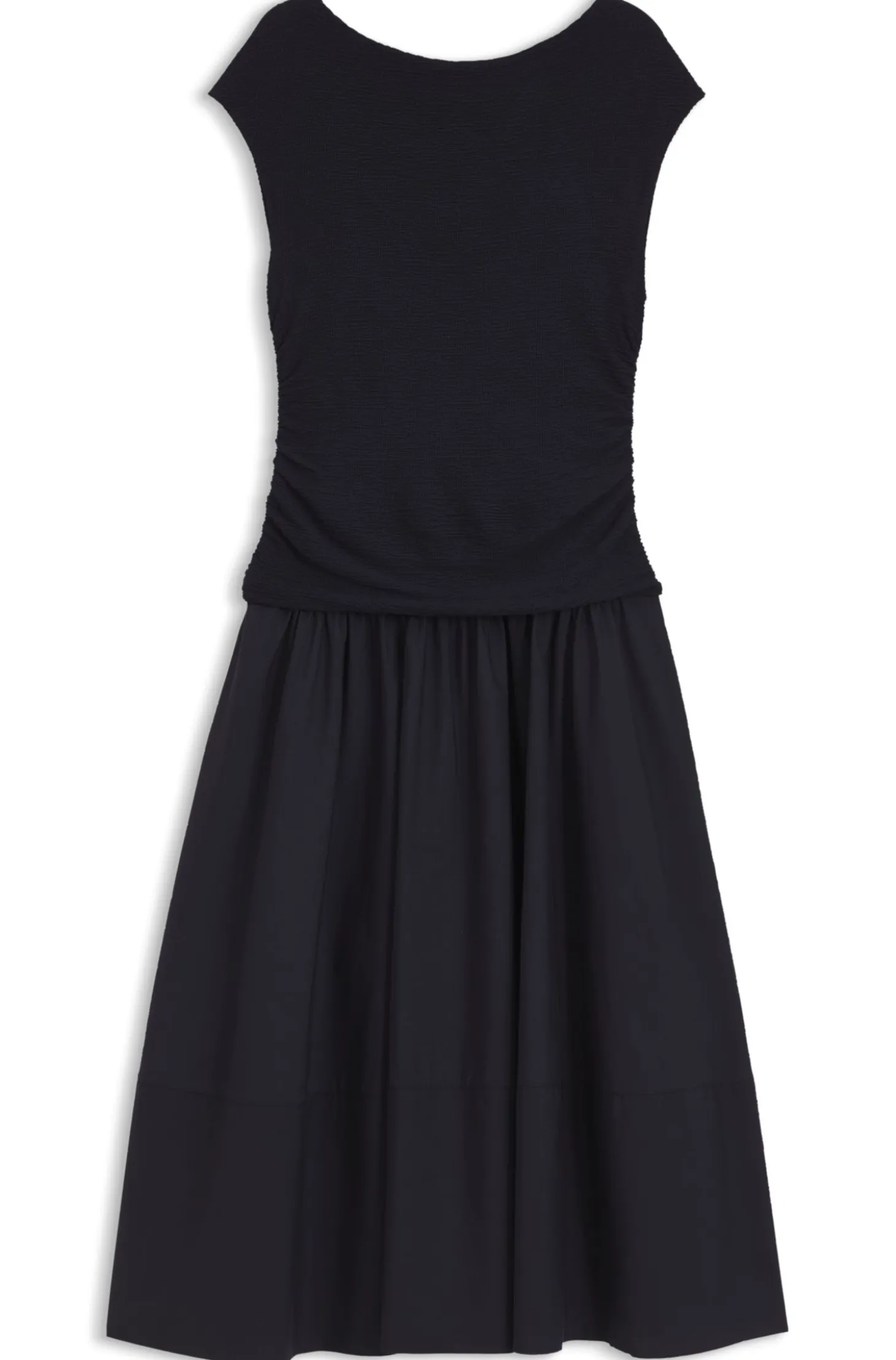 Strukturiertes Jersey-Kleid mit Popeline-Rock