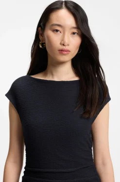 Strukturiertes Jersey-Kleid mit Popeline-Rock