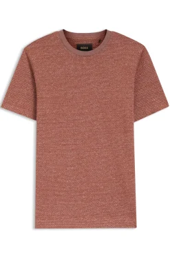 Strukturiertes Mouliné T-Shirt aus Baumwolle, Leinen und Seide
