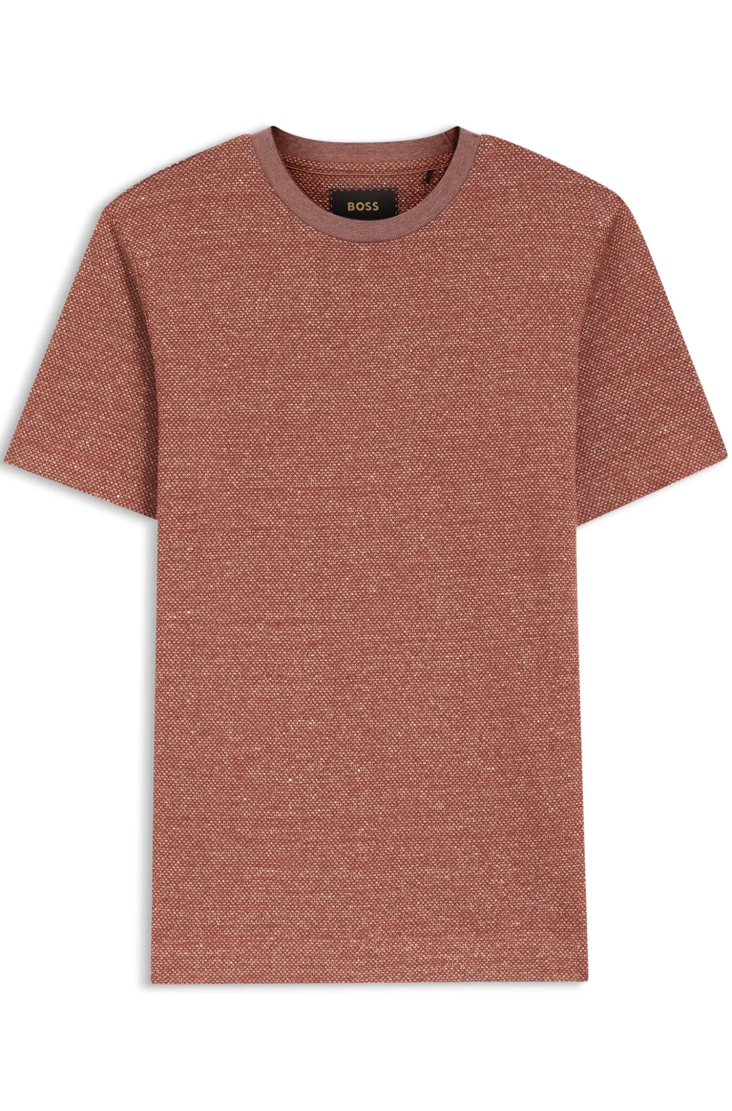 Strukturiertes Mouliné T-Shirt aus Baumwolle, Leinen und Seide