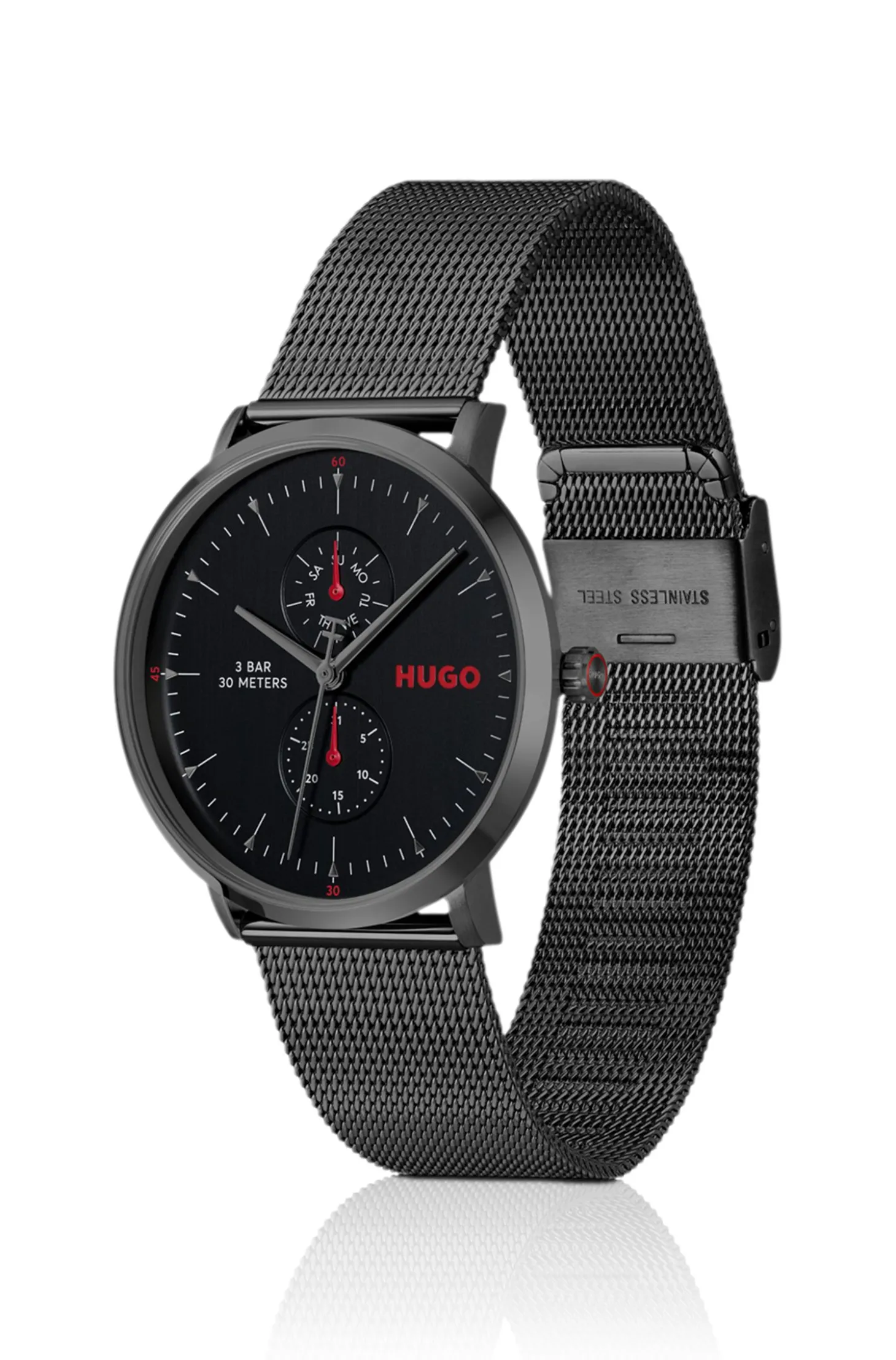 Style Schwarz beschichtete Uhr mit Mesh-Armband