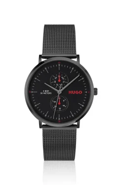 Style Schwarz beschichtete Uhr mit Mesh-Armband