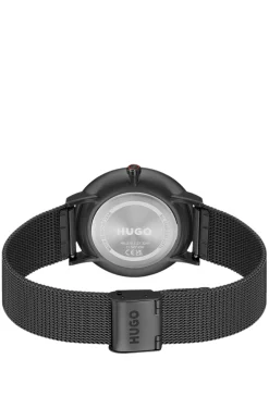 Style Schwarz beschichtete Uhr mit Mesh-Armband