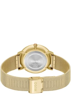#Style 3-Zeiger-Uhr mit Mesh-Armband und blauem Zifferblatt