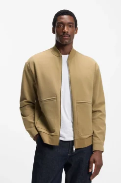 Sweatjacke aus angerautem Baumwoll-Mix mit Reißverschluss