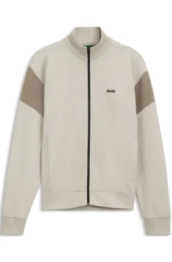 Sweatjacke aus Baumwoll-Mix mit Reißverschluss und kontrastierenden Einsätzen