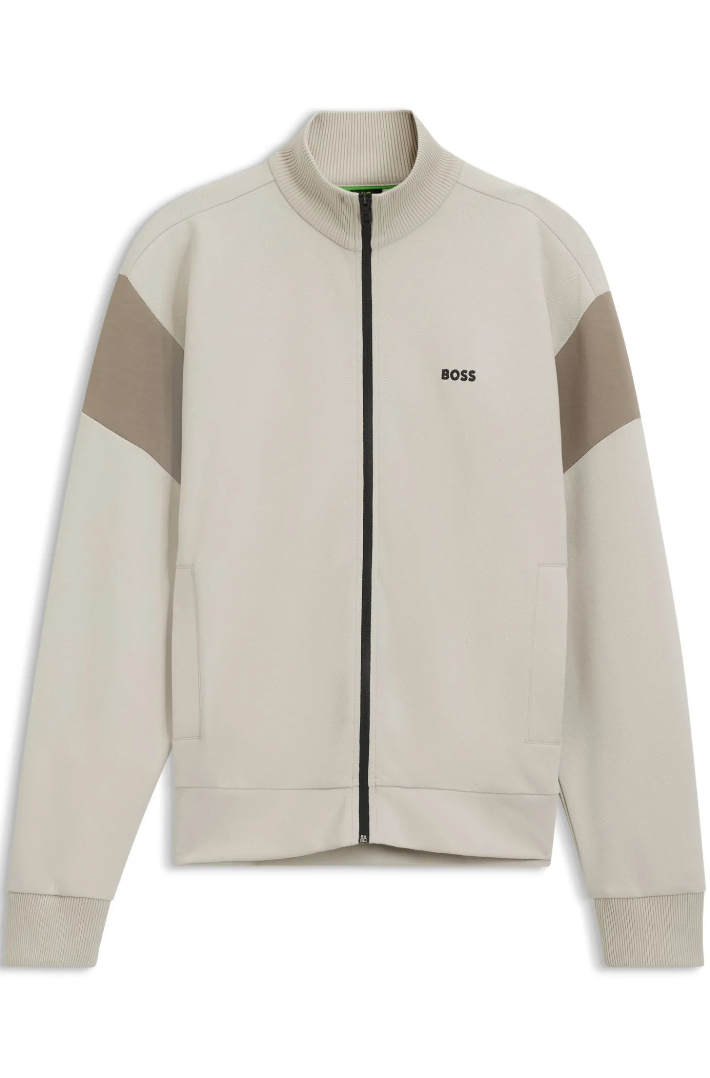 Sweatjacke aus Baumwoll-Mix mit Reißverschluss und kontrastierenden Einsätzen