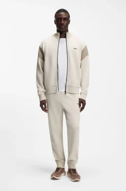 Sweatjacke aus Baumwoll-Mix mit Reißverschluss und kontrastierenden Einsätzen