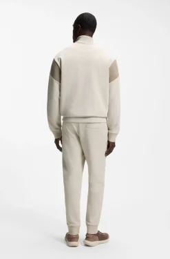 Sweatjacke aus Baumwoll-Mix mit Reißverschluss und kontrastierenden Einsätzen