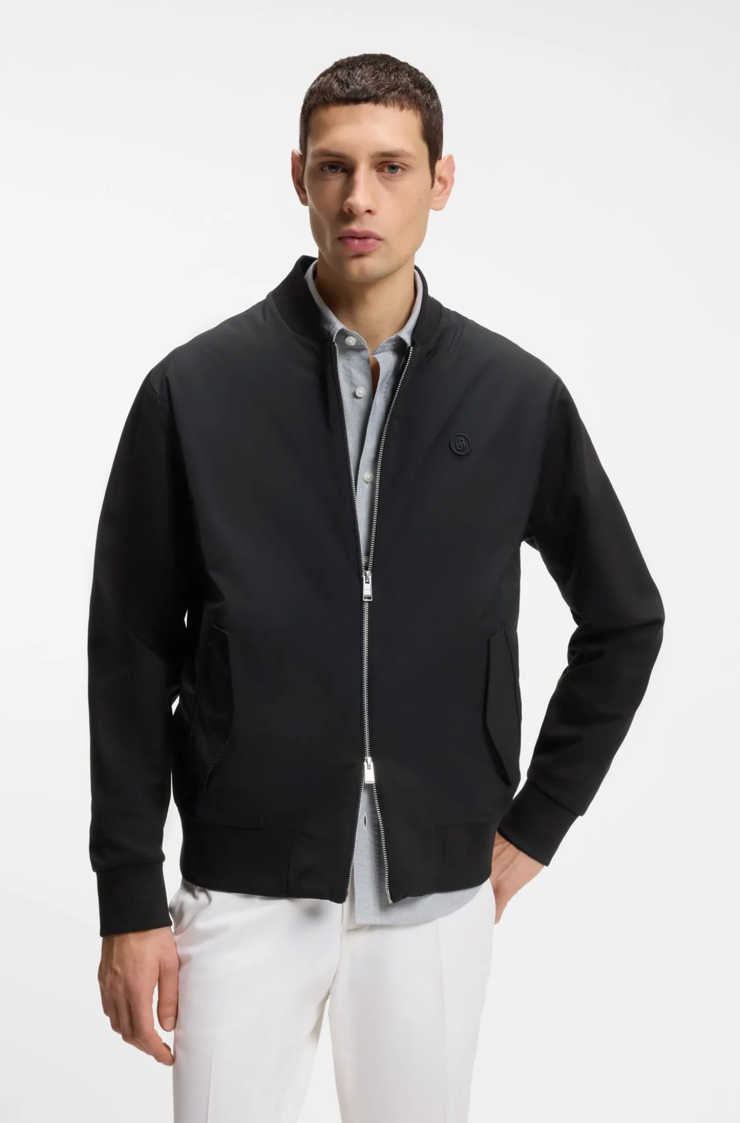 Sweatjacke aus merzerisierter Baumwolle mit Reißverschluss und Double-B-Monogramm