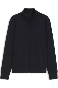 Sweatjacke aus Stretch-Baumwolle mit Reißverschluss und Logo-Print