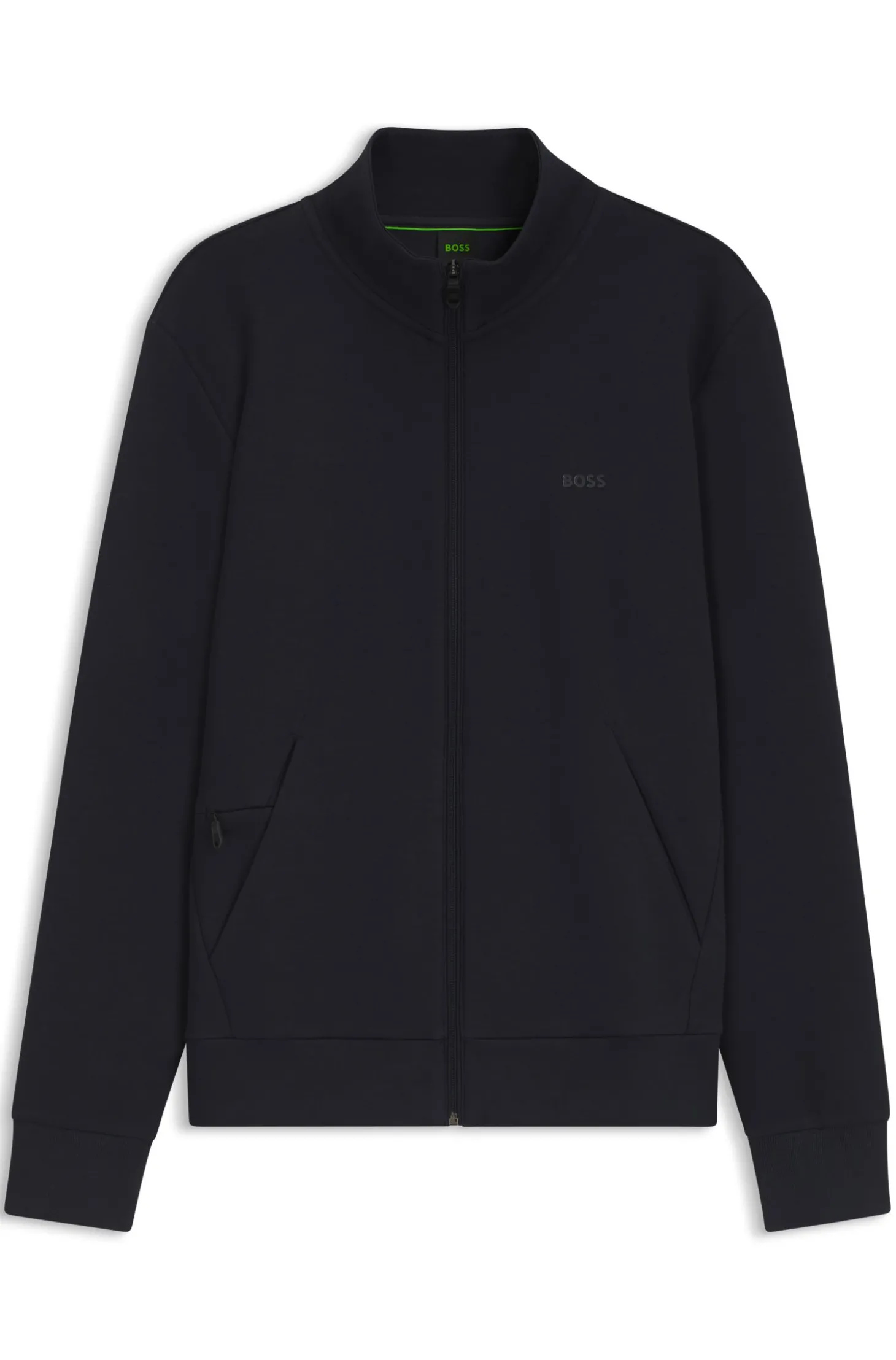 Sweatjacke aus Stretch-Baumwolle mit Reißverschluss und Logo-Print