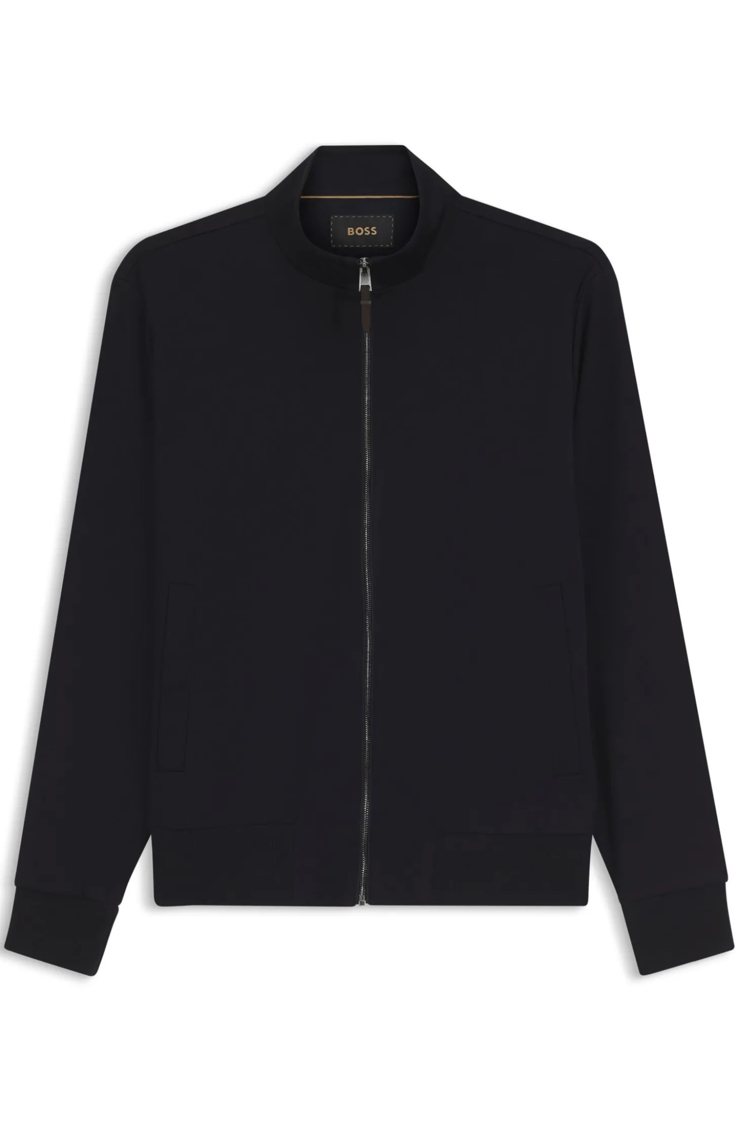 Sweatjacke aus Woll-Mix mit Stehkragen und durchgehendem Reißverschluss