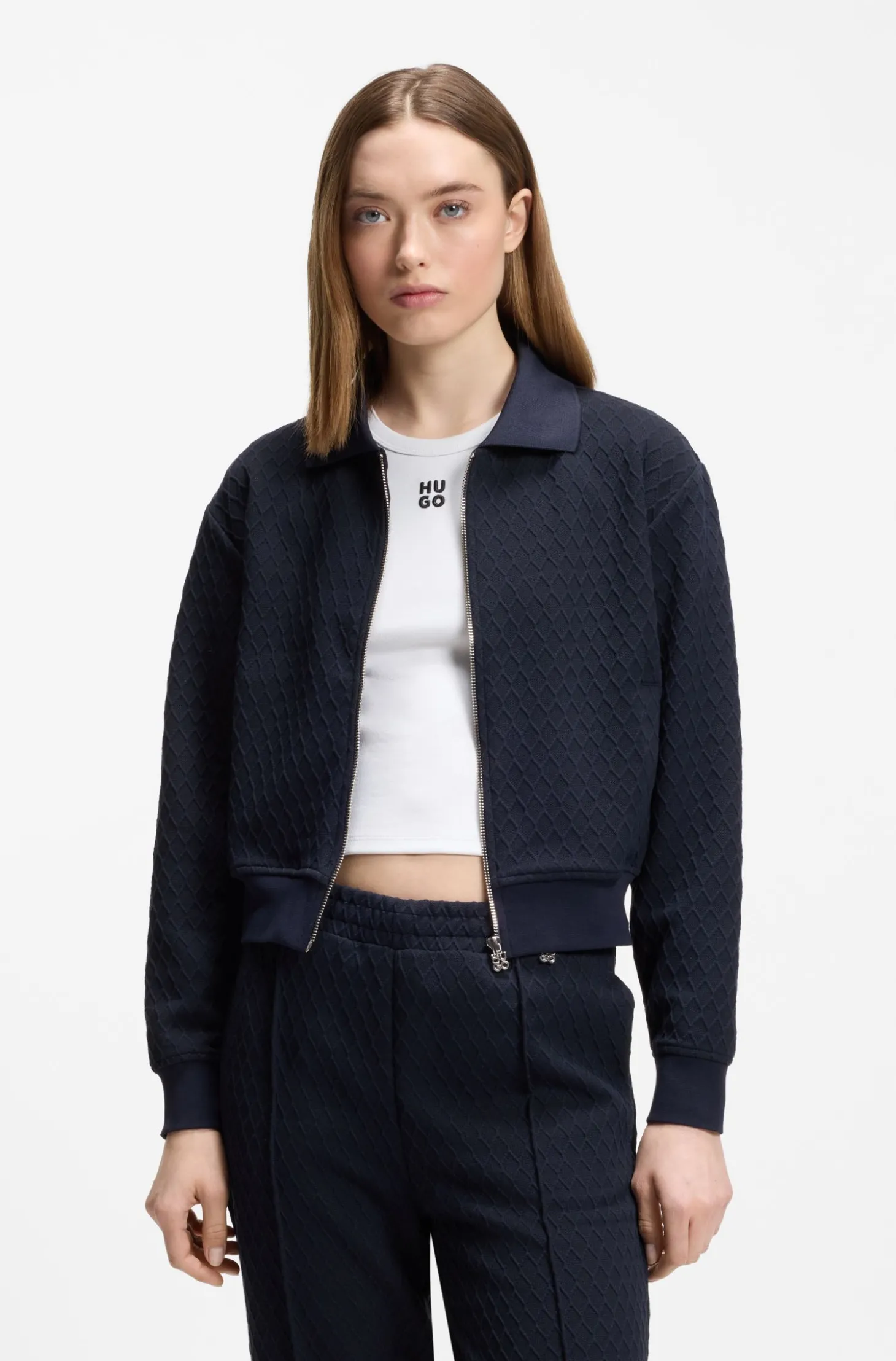 Sweatjacke mit Reißverschluss und Stack-Logo am Zipper